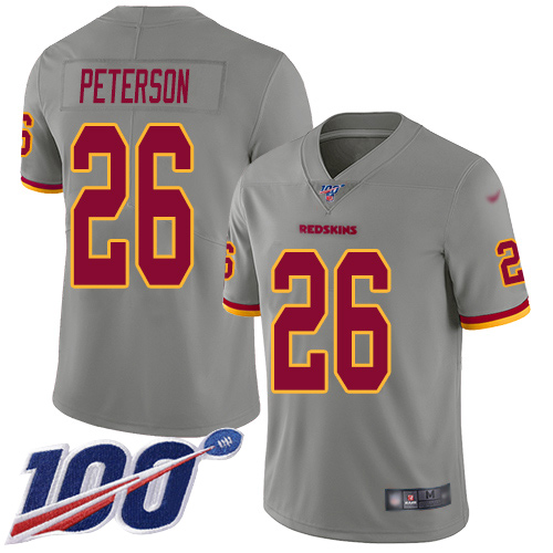 Washington Redskins Limited Gray Men Adrian Peterson Jersey NFL Football #26 100th Season Inverted